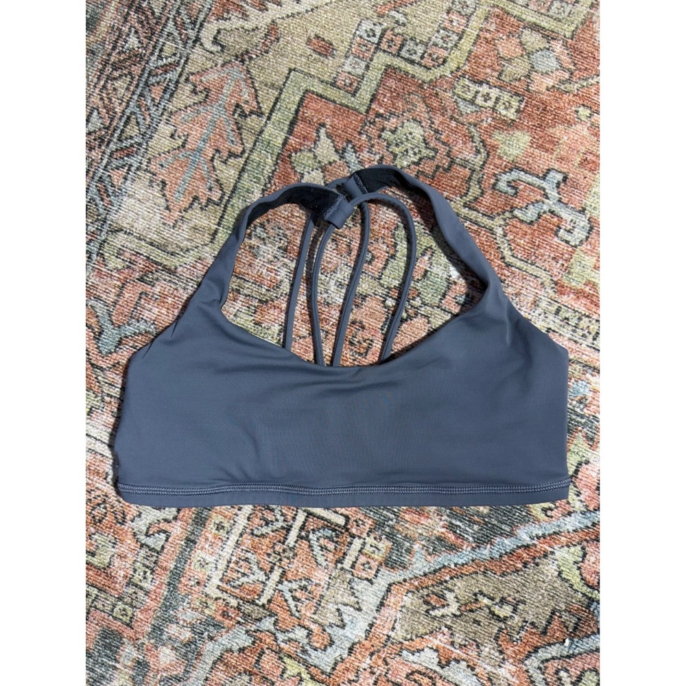 Lululemon Free To Be Wild Sports Bra Gray Strappy Back Yoga Size 4
